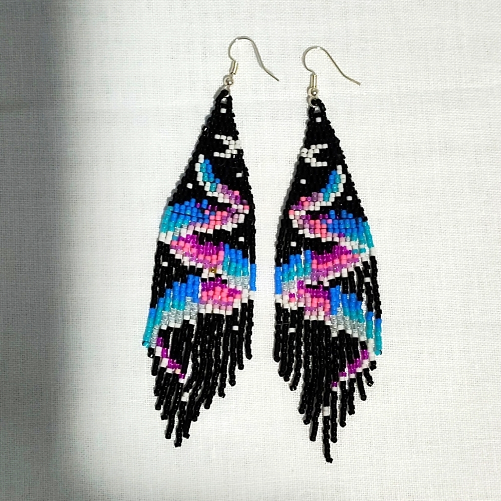 Handmade beaded Aurora borealis earrings